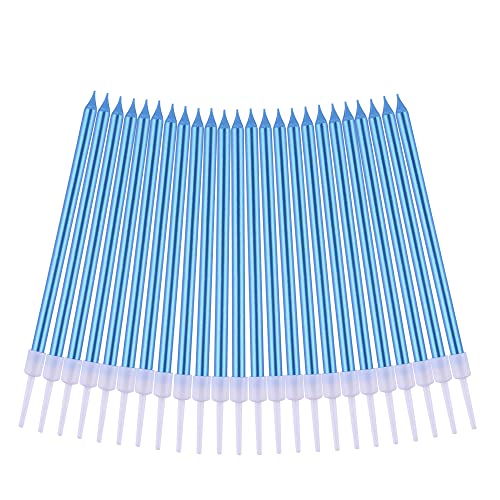image for PHD CAKE Blue Long Thin Metallic Birthday Candles, Cake Candles, Birth