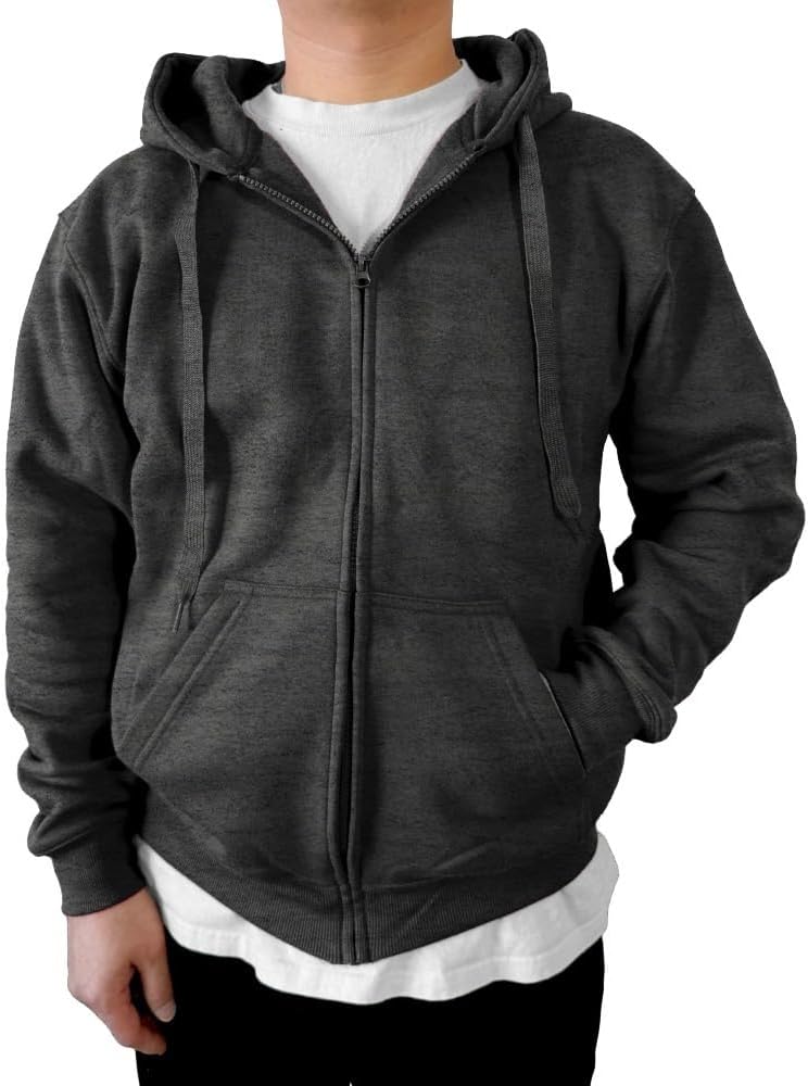 Mens Zip up Fleece Hoodie Sweatshirts Heavyweight Long Sleeve Active Jackets with 2 Pockets