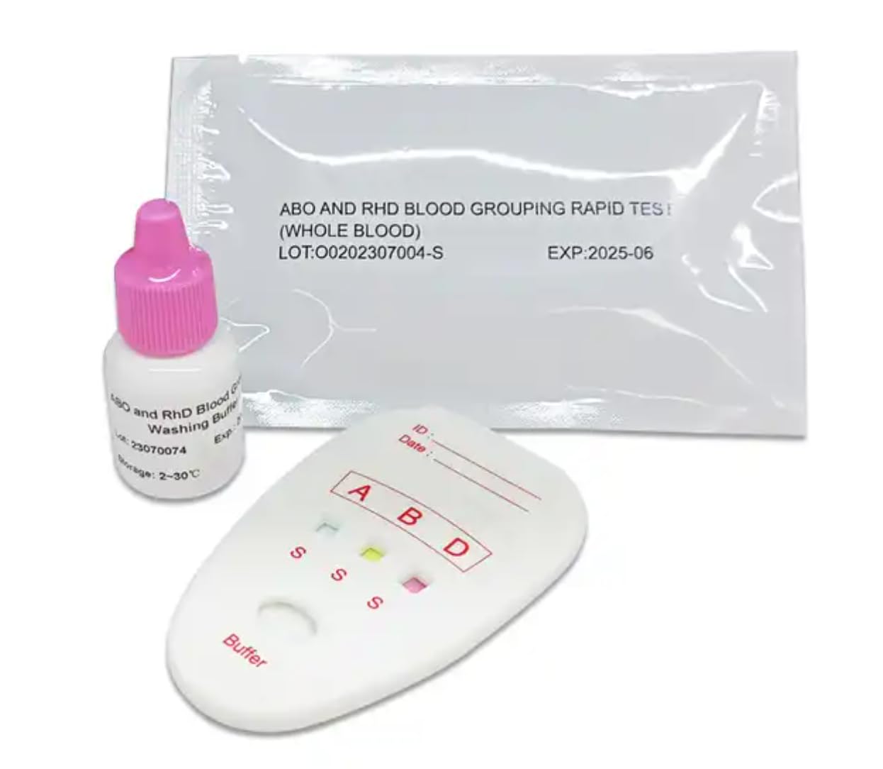 A, O, B, RhsD Negative and Positive Blood Type Test Kit (2