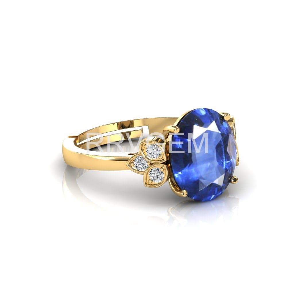 Anillo de zafiro azul natural certificado original de 11,25 ratti/10 quilates hecho a mano con hermosa piedra para hombres y mujeres, joyería coleccionable de laboratorio – certificado, Metal,
