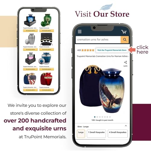 Image of Trupoint Memorials Cremation Urns for Human Ashes, Military and Patriotic Decorative Burial Urn for Veteran Adult Men and Women, Large Blue