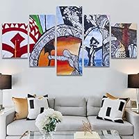 SIGNWIN 5 Panel Canvas Wall Art Modern Art Decorative Decorative Elements Digital Art Multicolor Patterns Urban for Home Decorations Ready to Hang - 60