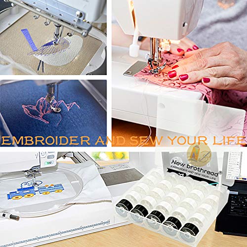 Image of New brothread 25pcs Size A SA156 Prewound Bobbin Thread -20White+5Black | 70D /2(60 Weight), Polyester Thread Sewing Thread, Plastic Sided, Used for Embroidery and Sewing Machine