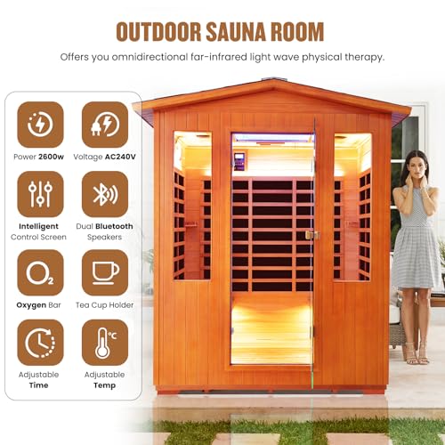 Image of OUTEXER Outdoor 4 Person Sauna Far Infrared Saunas 2600W 240V Dry Spa Room