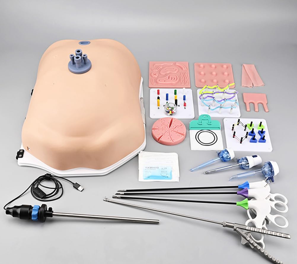 Simulador de Laparoscopia para Entrenamiento de Operaciones Versión Ginecológica,Neumoperitoneo Suave, Caja de Entrenamiento con 10 Módulos, 4 Instrumentos, Cámara de Alta Definición 1080P