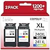 PG-240XL CL-241XL – Cartuchos de tinta compatibles con 240XL 241XL Combo Pack funcionan con PIXMA MG3620 MG3600 TS5120 MG3520 MG3220 MG2120 MG4220 MX392 MX452 MX522 Impresora (1 Negro, 1 tricolor