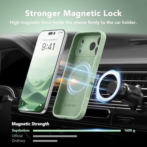 Image of Magnetic for iPhone 17 Pro Max Case, Compatible with MagSafe, [Full Camera Protection][Screen Protector] Silicone Shockproof Protective Phone Case for iPhone 17 Pro Max 6.9 inch, Light Cyan