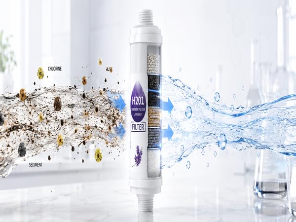 Image of Grofilo Vitamin Shower Filter Lavender | Made in South Korea | Vitamin C & Glycerin | Hard Water Shower Filter | Removes Chlorine, Rust & Odor | Soft Skin, Smooth Hair | Aromatherapy