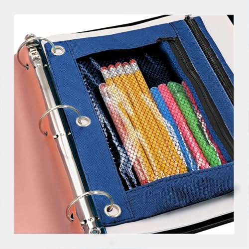 Image of Enday Dark Blue Pencil Pouch for 3 Ring Binder, Zippered Binder Pencil Pouches, 3 Ring Pencil Pouch for Binder, Pencil Case for Binder, Large Pencil Bags for School, Home, and Office