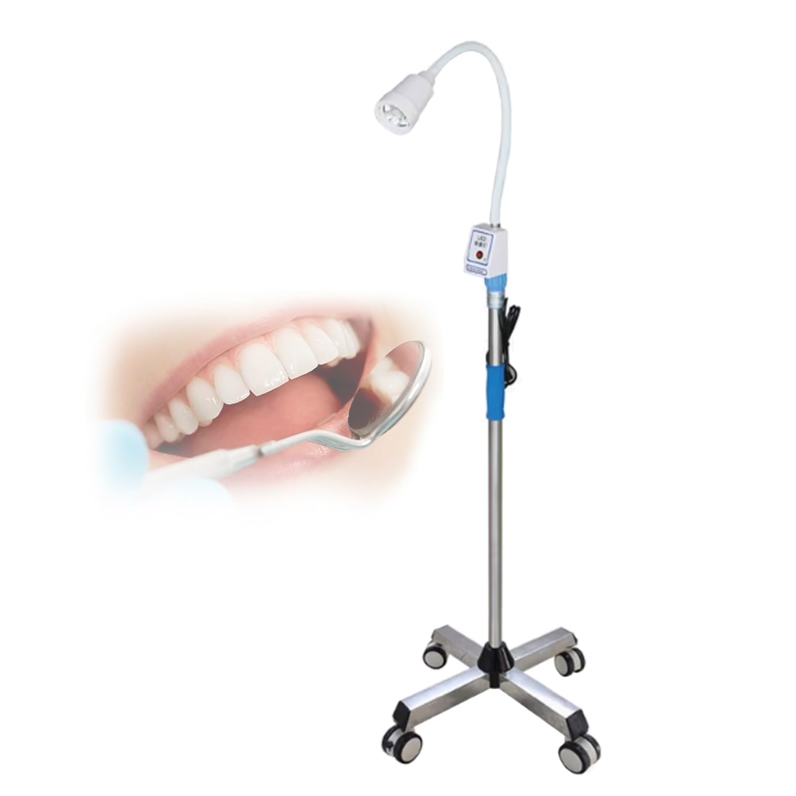 Luce for Esame Medico Dentale A Led, Luce Chirurgica Rimovibile A Pavimento, Luce for Esame Medico Regolabile In Altezza Con Base In Acciaio Inox A Rulli for Ambulatorio, Salone Di Bellezza