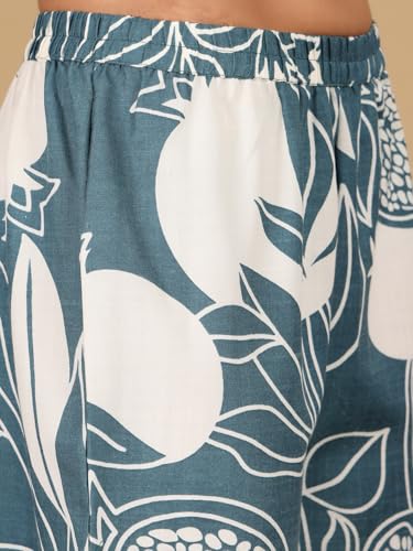 Image of Varanga Women-Gota Detailed Ethnic Floral Printed Kaftan & Trouser