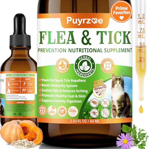 Puyrzoe Cat Flea Treatment, Natural Oral Flea and Tick Prevention for Cats Drops with Pumpkin Seed,...
