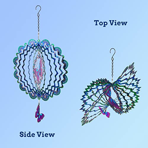 Dreamysoul Outdoor Wind Spinner Metal, 12 Inches Butterfly Hanging Wind Spinners 3D Garden Wind Sculpture For Outdoor Garden Patio Decoration #TOP6