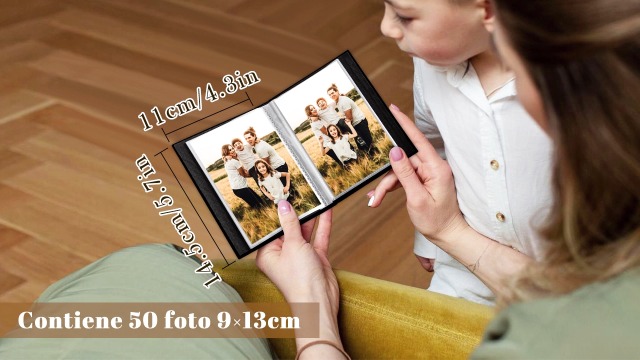 Mublalbum Confezione da 2 piccoli album fotografici da 20 x 25 cm, con copertina in lino con finestrella per esposizione, ciascuno contiene 52 tasche verticali per riporre cartoline o immagini