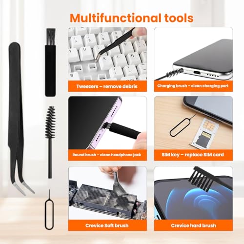 Image of Elfora 18 in 1 Cleaning Kit | All-in-One Keyboard, Screen & Earbuds Cleaner with 3-in-1 Cleaning Pen, Brush Set, Spray, Microfiber Cloth & Keycap Puller | Cleaner Kit for Laptop, Mobile, Tablet & PC