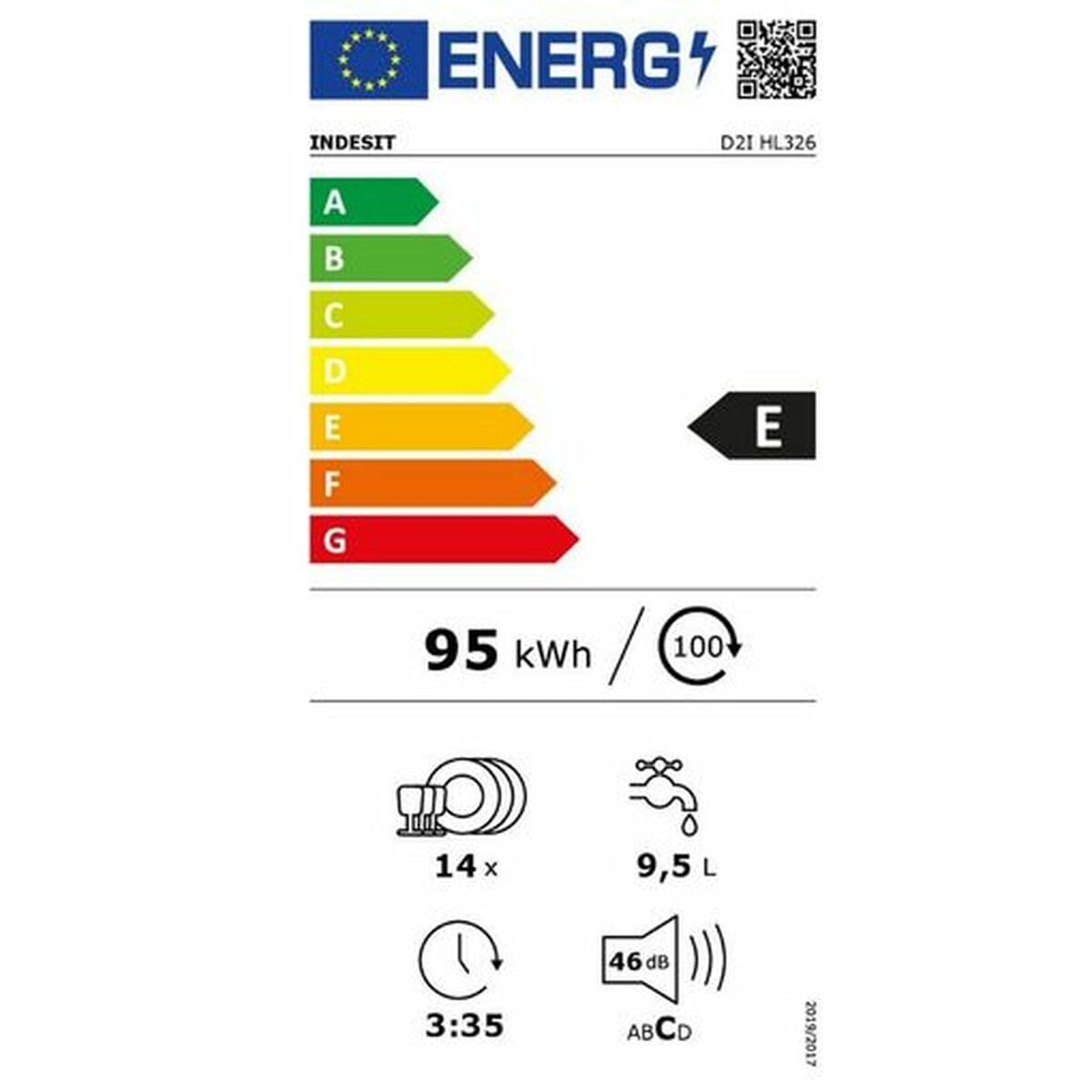 Indesit D2IHL326 Zmywarka do zabudowy 14 kompletów