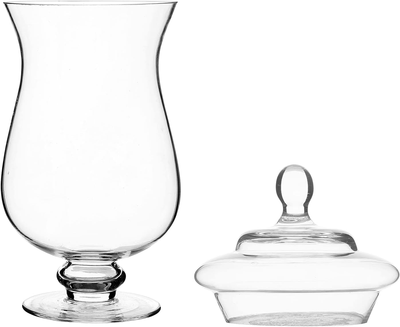 MyGift Clear Glass Apothecary Jars with Lid, Decorative Footed Vase, Candy Buffet Containers, Set of 3