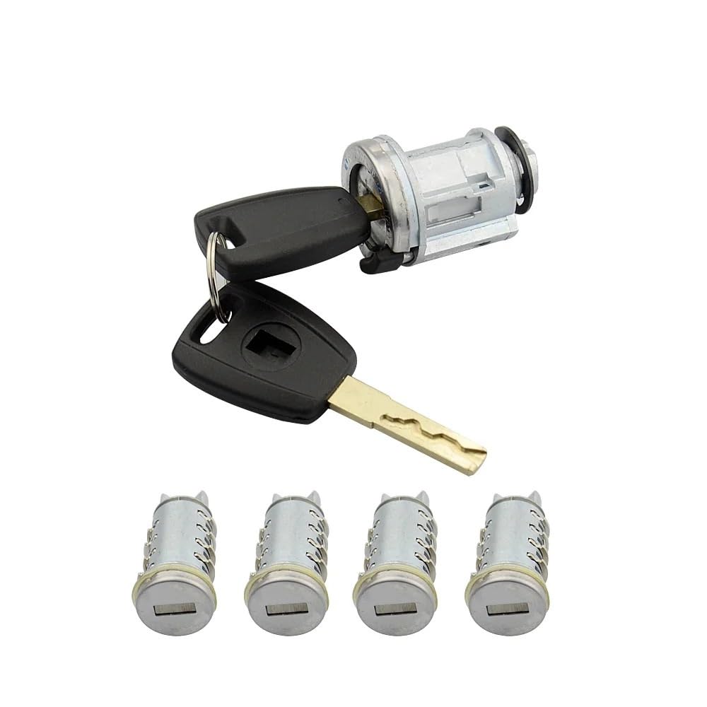 cilindro della serratura dell'accensione e chiave Set di interruttori di accensione for auto, set di cilindri di bloccaggio della porta, adatti for Fiat Doblo Cargo Panda Punto SIP22 Blade Serratura P