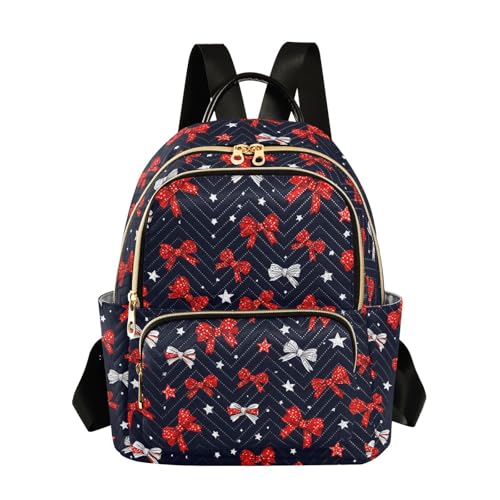Image of ALAZA Bow Star Red Blue Women Backpack Purse Ladies Fashion Shoulder Bag Daypack Travel Bag 10L