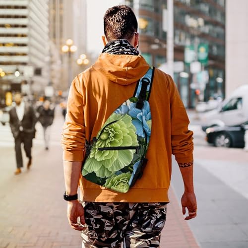 Bolsa bandolera verde y azul de flores mochila de hombro para viaje 6