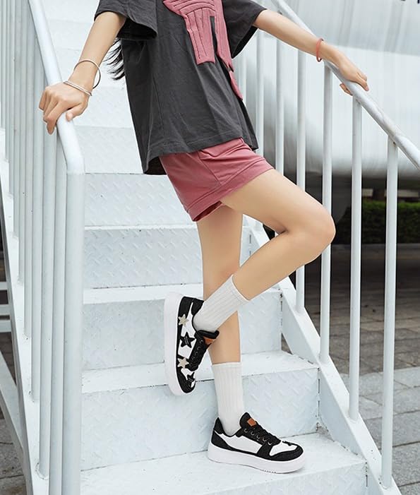 Star Shoes Walking Cute Sneakers for Women Thick Sole Y2K Shoes Walking Shoes Flat Platform Chunky Style Casual Denim2