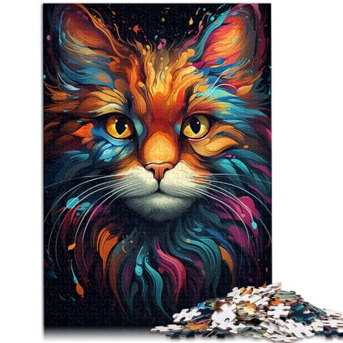 Puzzle de 1000 piezas para adultos, increíble gato mágico, colorido, rompecabezas de decoración del hogar, regalos de cumpleaños para niños a partir de 14 años, 26 x 38 cm