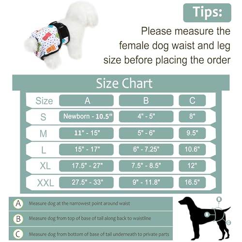 Image of Washable Female Dog Diapers - Premium Reusable Diapers for Doggie in Heat - Highly Absorbent Dog Diapers Female for Pet Incontinence with Adjustable Snaps(Animals, M)