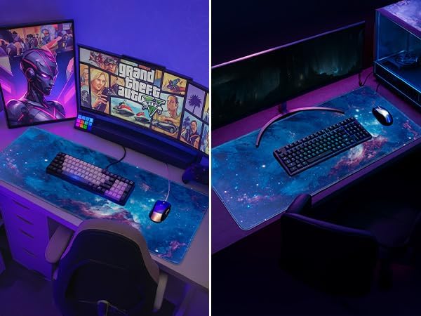 Mouse Pad Large Desk Mat, Extra Large Gaming Computer Mousepad with Stitched Edges Non-Slip, Keyboard Mouse Pad for Desktop Cute Aesthetics Home Office Purple-Starry Desk Accessories 23.6 * 11.8 inch - Image 7