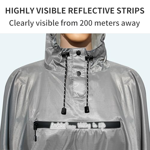 Image of Andake Waterproof Rain Poncho for Adults Unisex,230T Ripstop Polyester,Raincoat Gear with Transparent Viewing Window Outdoors