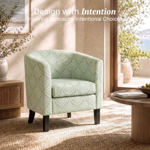 Image of BELLEZE Set of 2 Upholstered Barrel Accent Chair - Frond Green