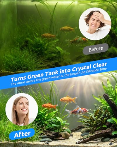 Image of SEAOURA UV Aquarium Filter with Timer for 40-80 Gallon Fish Tanks | Built In UV Water Clarification System Programmable Adjustable Cycle Timer Clears Green Water & Controls Algae