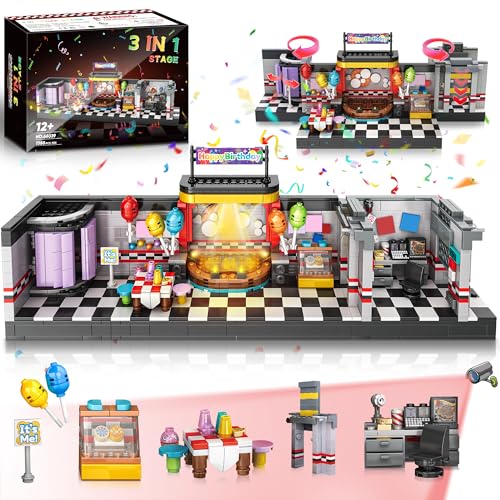 Fluorspar blaster Stage Building Block für Jungen im Alter von 812 Jahren Security Room Fredy Bauset Five Nights Spielspielzeug Merch geeignet als Halloween-Geburtstagsgeschenk 1388 Teile