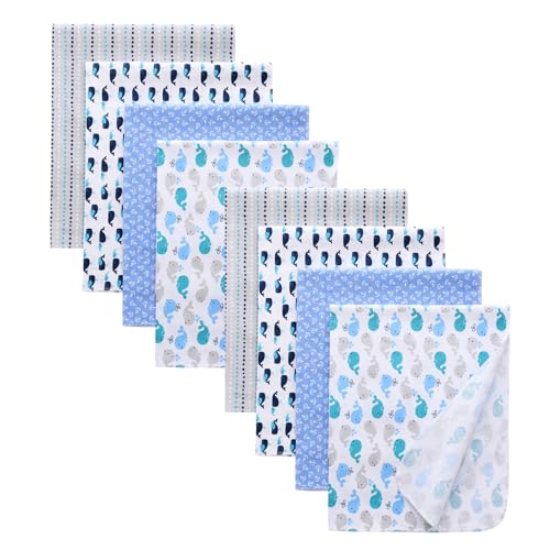 Image of Gina Era 8 Pcs Baby Swaddle Blankets, Cotton Flannel Receiving Blankets, 30 x 30 Inch, Boy Girl (Style-5)