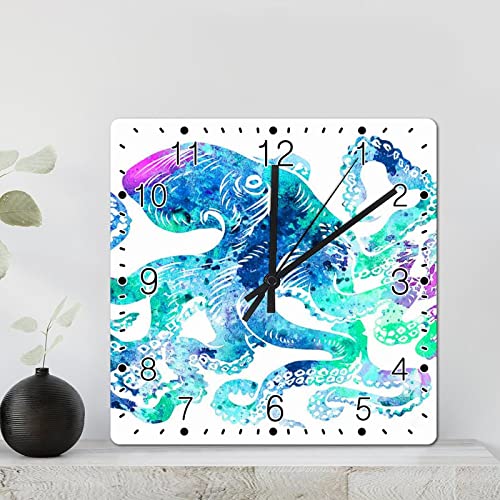 Horloge murale en forme de pieuvre rustique pour chambre cosy