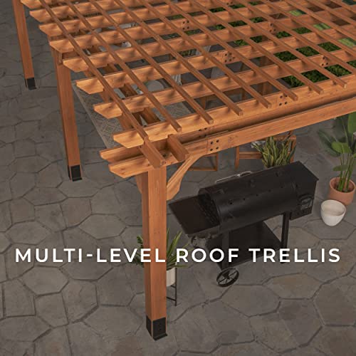 Backyard Discovery Beaumont 20X12 Ft All Cedar Wood Pergola, Durable, Quality Supported Structure, Snow And Wind Supported, Rot Resistant, Backyard, Deck, Garden, Patio, Outdoor Entertaining #TOP1