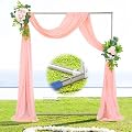 7Ft H x 5 Ft W Metal Arbor,Square Arch Backdrop Stand for Climbing Plants Wedding Garden Arch Bridal Party Ceremony Decoration Wide Arbor