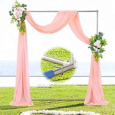 7Ft H x 5 Ft W Metal Arbor,Square Arch Backdrop Stand for Climbing Plants Wedding Garden Arch Bridal Party Ceremony Decoration Wide Arbor