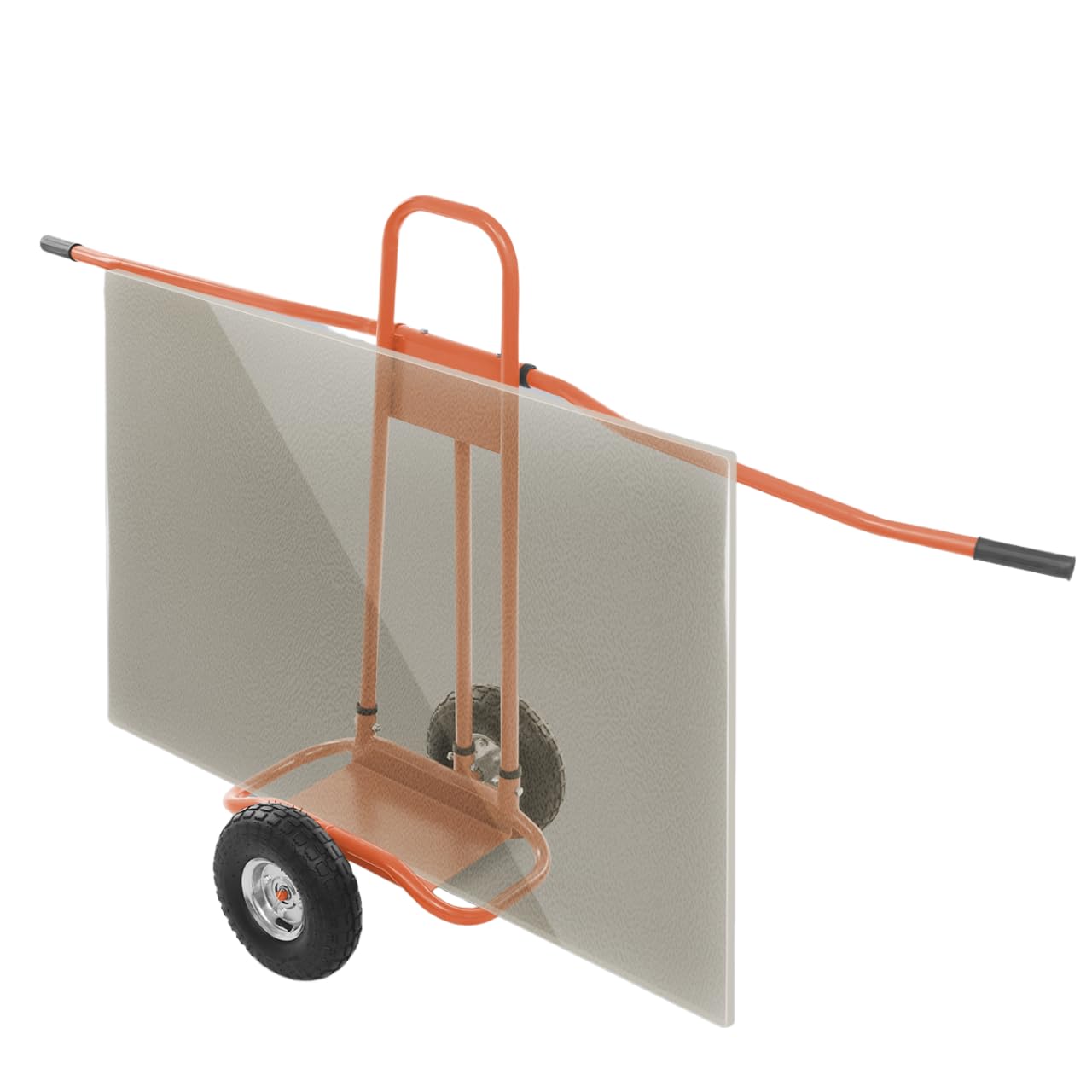 Plattenkarren bis 220 kg, Plattentransporter mit Universalrädern, Transporthilfe 120 x 50 x 85 cm, Für Transport von Trockenbauwänden, Holz- und Gipskartonplatten, Fenstern usw (Orange)