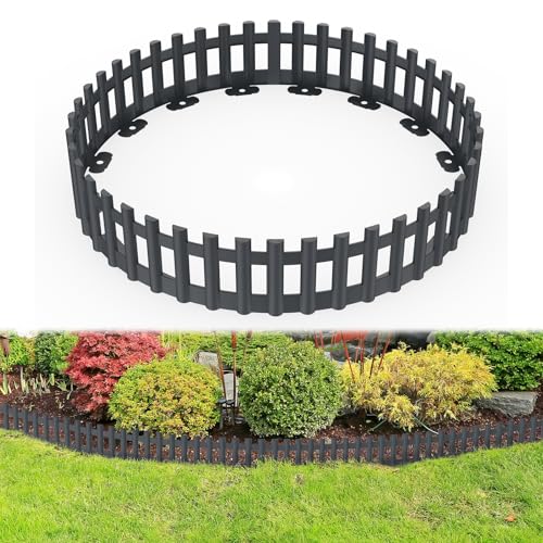 NAIZY Bordo per prato in plastica, 6 pezzi Recinzione per aiuola con bordo flessibile per pavimentazione con ancora da terra, bordo per taglio erba, recinto in plastica per giardino, decorativo