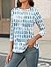 LOMON Ladies Tops and Blouses Dressy Casual Summer Vacation Outfits 2025 Trendy Fashion 3/4 Length Sleeve Shirts White Blue Floral