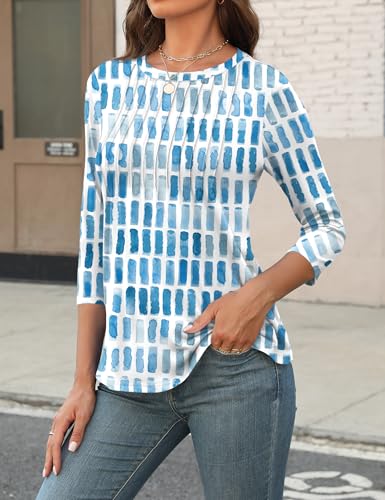 LOMON Women's 3/4 Length Sleeve Tops Crew Neck Dressy Casual Blouses Summer Tees Shirts2