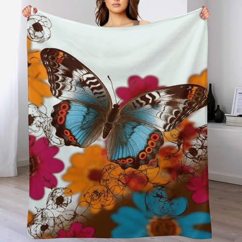 Couverture flanelle douce jeté de canapé imprimé floral coloré