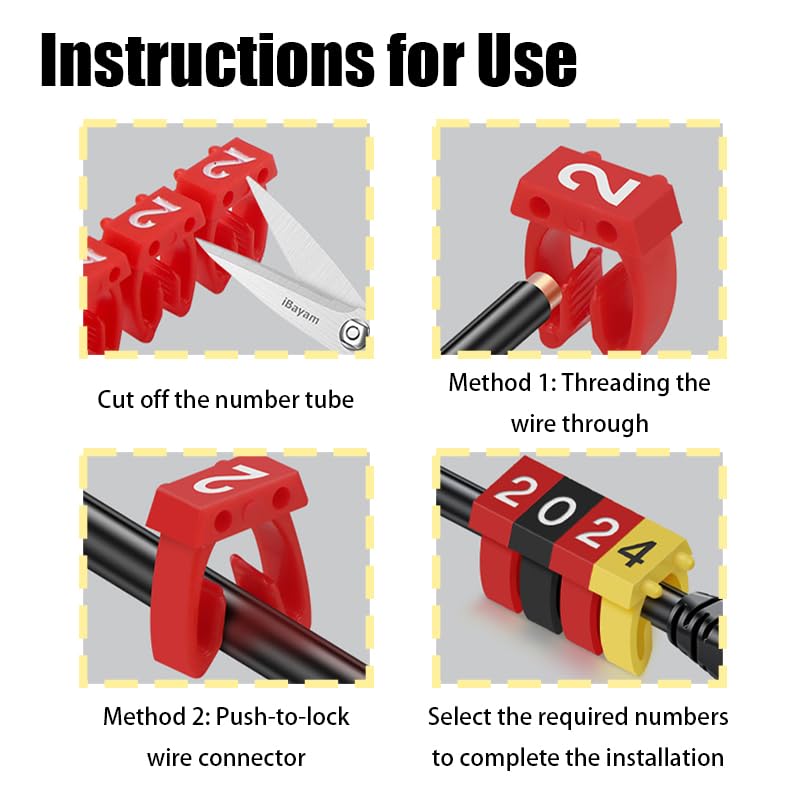 Numero Di Filo 1.5mm² 150pcs Tubi Numerati Colorati Numero Per Filo Elettrico Per Cavi Etichette Cavo Elettrico Autoadesive Cinghie Per Cavi Elettrici Per Cavi Elettrici