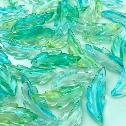 60 PCS Acrylic Leaf Shape Beads Transparent Plastic with Hole for...