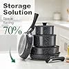 Chef Power Ceramic Nonstick Cookware Set 19 Piece with Detachable Handle, Induction Dishwasher Oven Safe Pans and Pots Set, RV Kitchen Set Removable Handle, Rock Stone Black #2