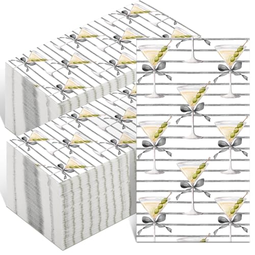 Janlaugh 100 Pcs A Tini Bit Older Guest Napkins for Martini Birthday Decorations Martini Birthday Cocktail Napkins 2 Layers Disposable Hand Towels for Bachelorette Party Bar Table Spring Decor(Black)