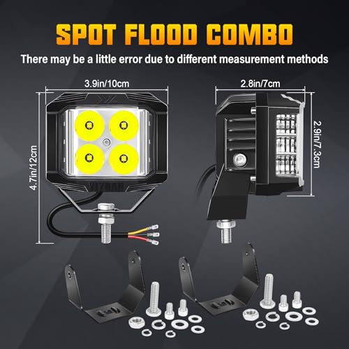 Strobe ambre projecteur LED 10CM triple face combo flood spot pour bateau 4x4 - 2