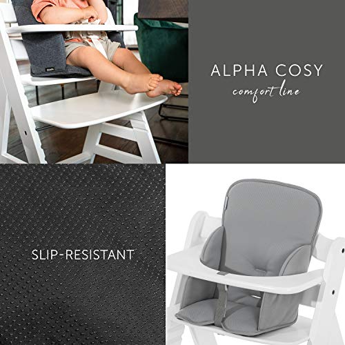 Hauck Alpha Tray 3in1 Set, tiefenverstellbares Essbrett mit herausnehmbarem Tablett, grau & Alpha Cosy Comfort Sitzverkleinerer ab 6 Monate, grau, 667866