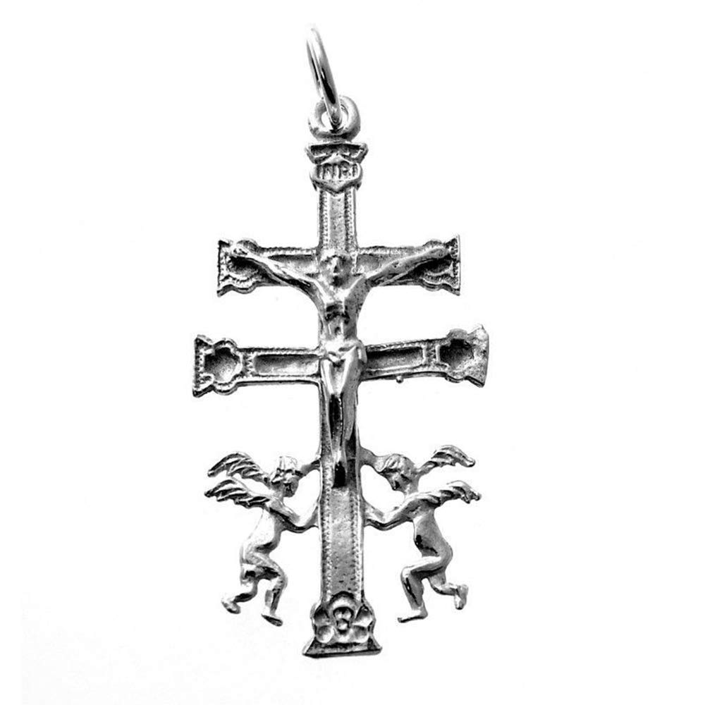 Cruz de Caravaca grande de Plata de ley 925 de 40 Mm. longitud una joya amuleto unisex