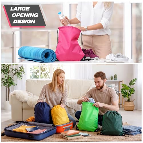 Image of Shappy 300 Pcs Drawstring Backpack Bulk Sports Gym Cinch Bag Polyester String Bag for Men Women (15 Colors)